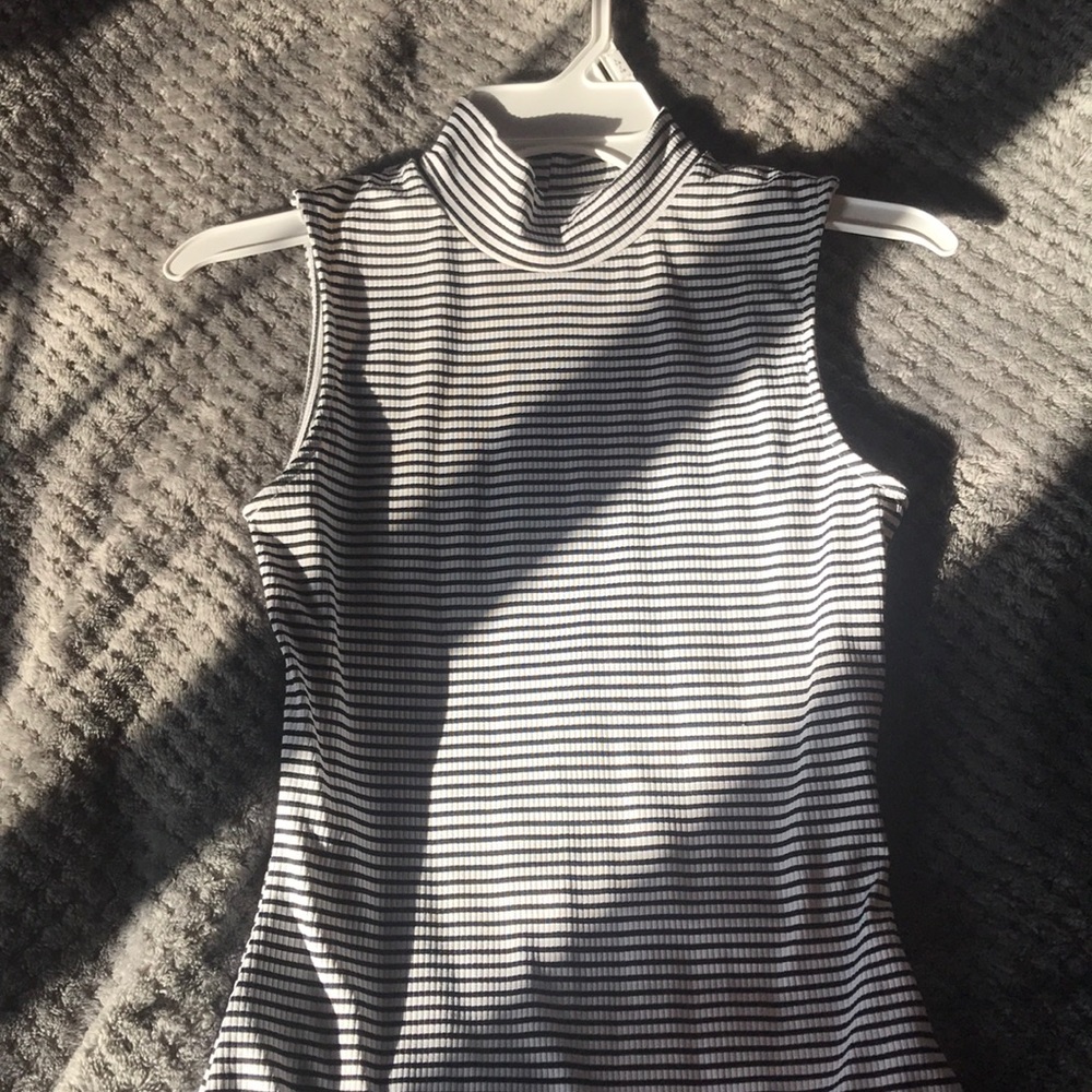 Black and white striped body suit